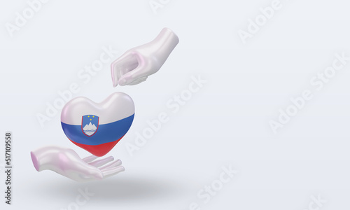 3d charity day Slovenia flag rendering left view