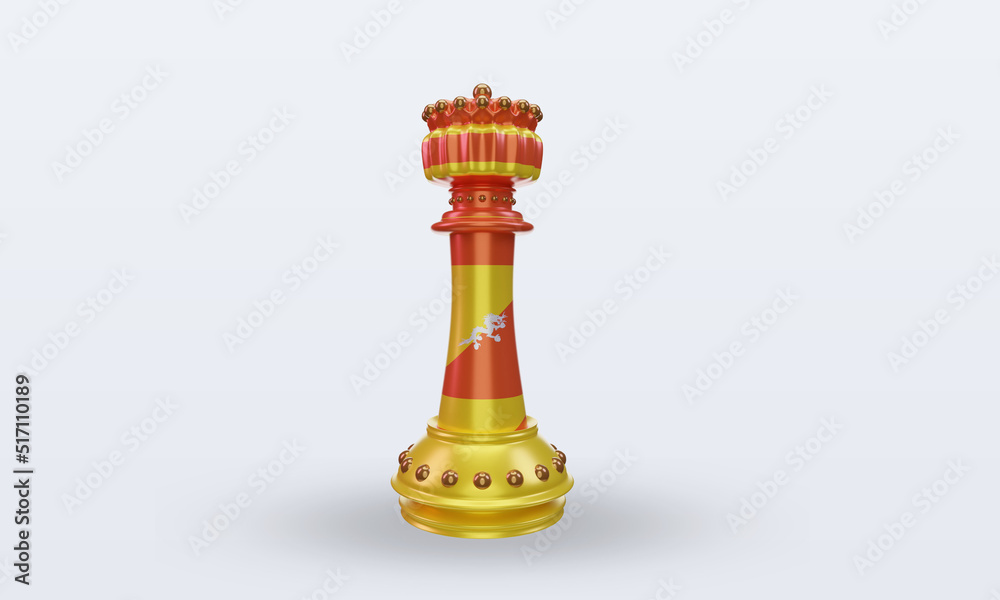 3d king chess Bhutan flag rendering front view 3d king chess Bhutan flag rendering front view