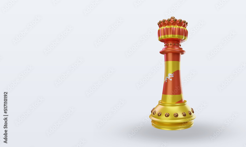 3d king chess Bhutan flag rendering right view 3d king chess Bhutan flag rendering right view