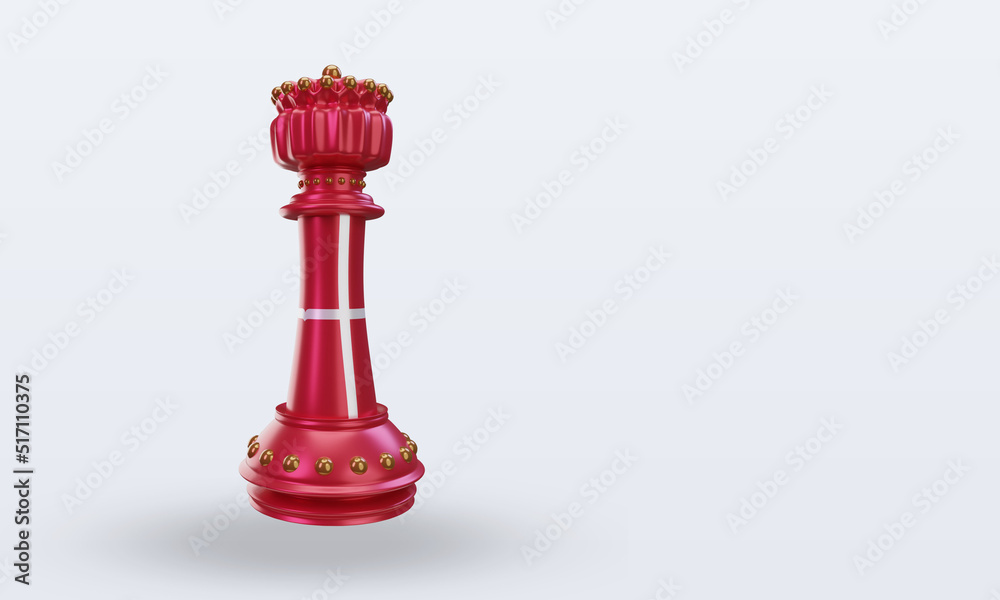 3d king chess Denmark flag rendering left view 3d king chess Denmark flag rendering left view