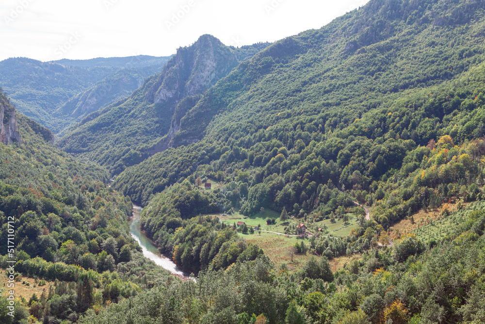 Montenegro Tara river valley view from above 