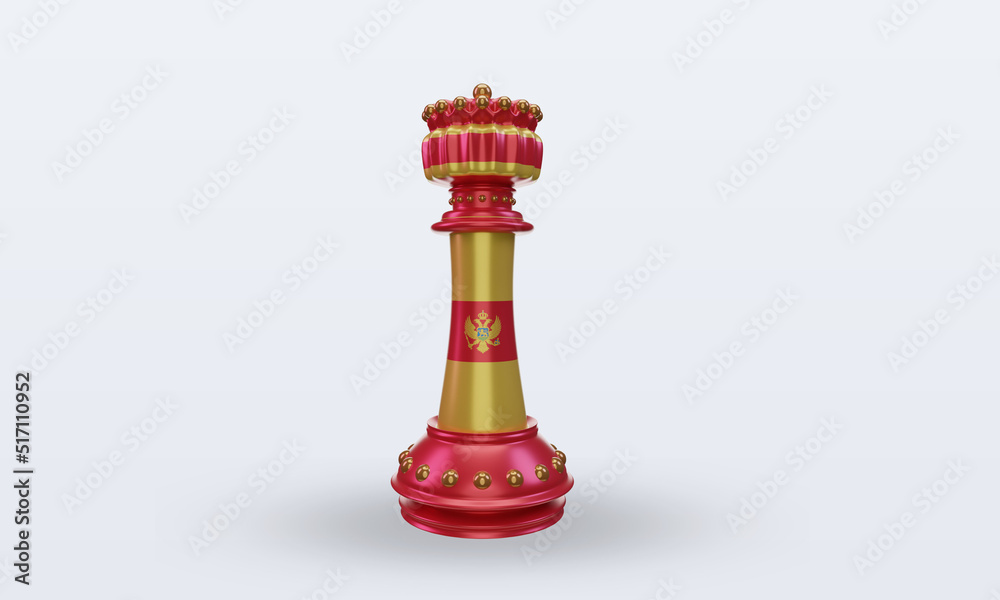 3d king chess Montenegro flag rendering front view 3d king chess Montenegro flag rendering front view