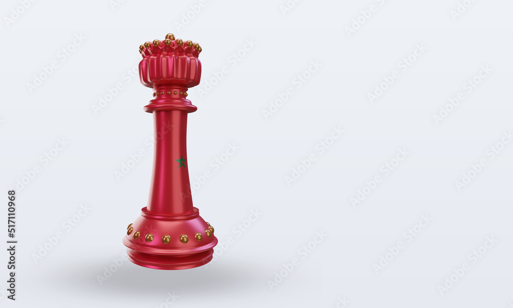 Fototapeta premium 3d king chess Morocco flag rendering left view