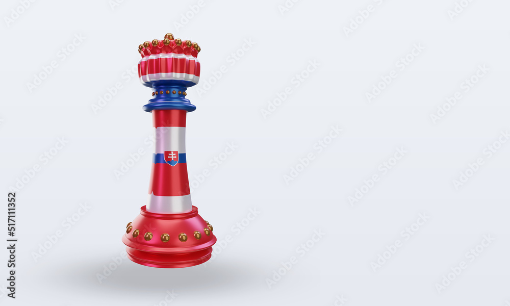 3d king chess Slovakia flag rendering left view 3d king chess Slovakia flag rendering left view