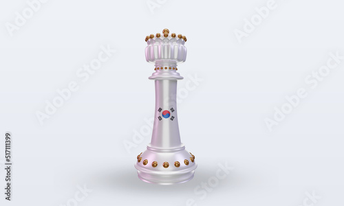 3d king chess South Korea flag rendering front view