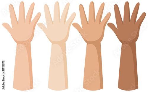 Human hands with different shades