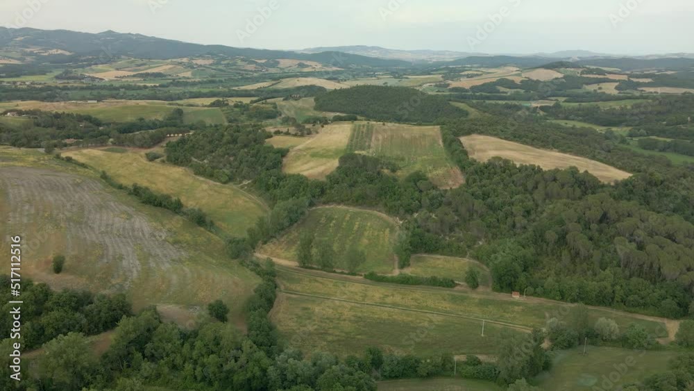 Aerial images of Tuscany in Italy cultivated fields summer, european agriculture Aerial images of Tuscany in Italy cultivated fields summer, european agriculture