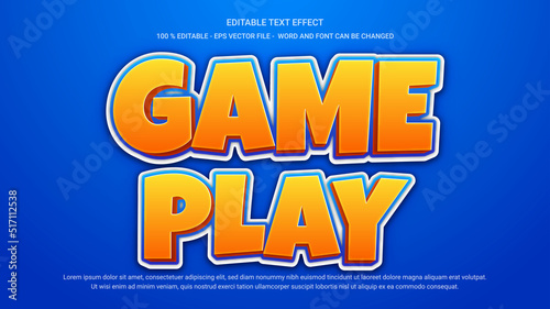 Game play 3d cartoon style editable text effect