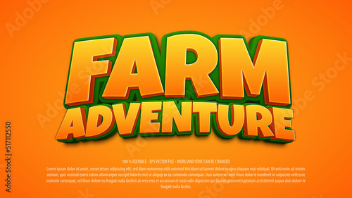 Farm 3d cartoon style editable text effect