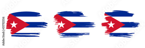 Free Download Set of 3 creative brush flag of Cuba with grungy stroke effect. Modern brush flags collection. - GFXLoad