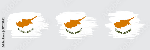 Set of 3 creative brush flag of Cyprus with grungy stroke effect. Modern brush flags collection.