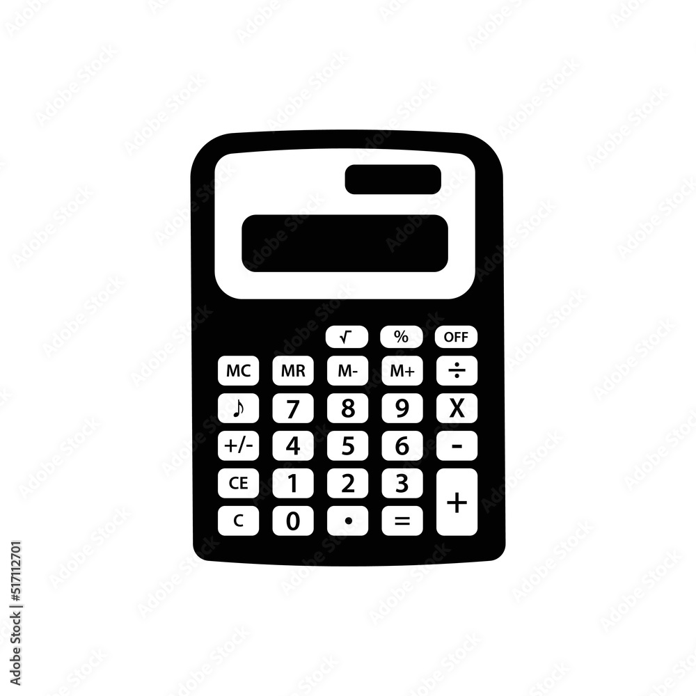 Calculator Black and White Icon Design Element on Isolated White Background Calculator Black and White Icon Design Element on Isolated White Background