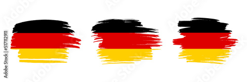 Set of 3 creative brush flag of Germany with grungy stroke effect. Modern brush flags collection.