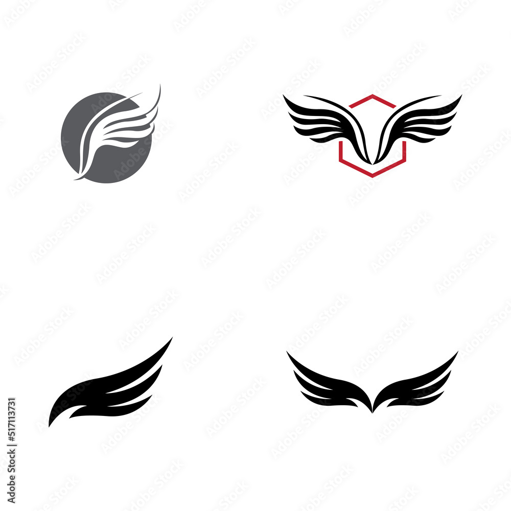 Fototapeta premium Minimalist bird wings logo. Easy editing of template vector illustration.