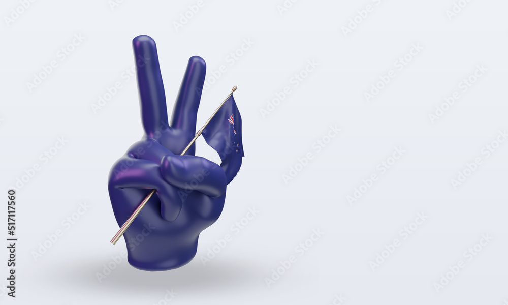 3d peace day New Zealand flag rendering left view 3d peace day New Zealand flag rendering left view