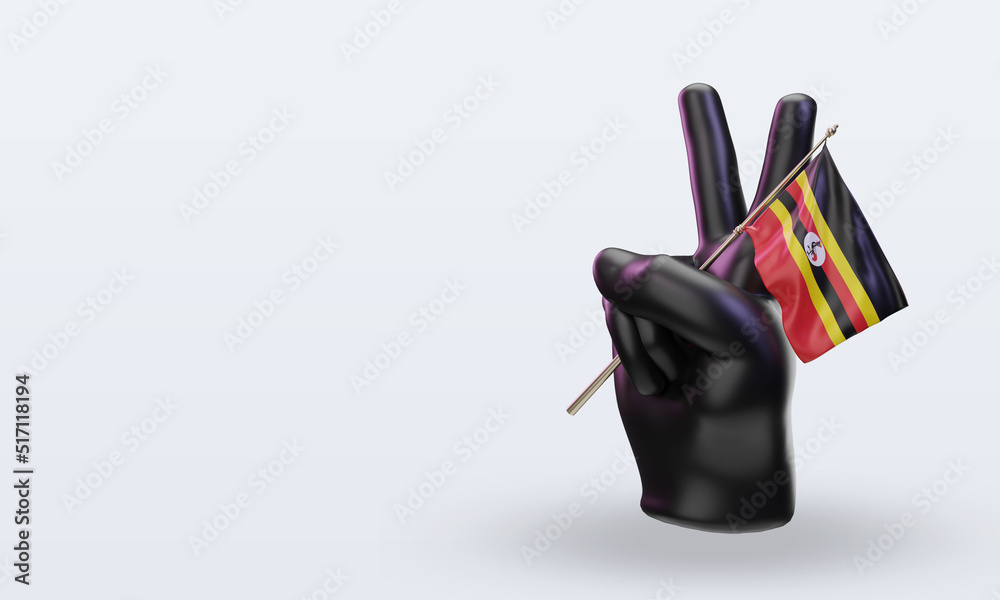 3d peace day Uganda flag rendering right view 3d peace day Uganda flag rendering right view
