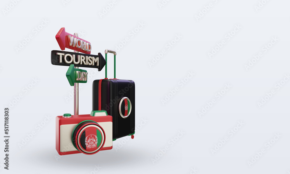 Naklejka premium 3d tourism day Afghanistan flag rendering left view