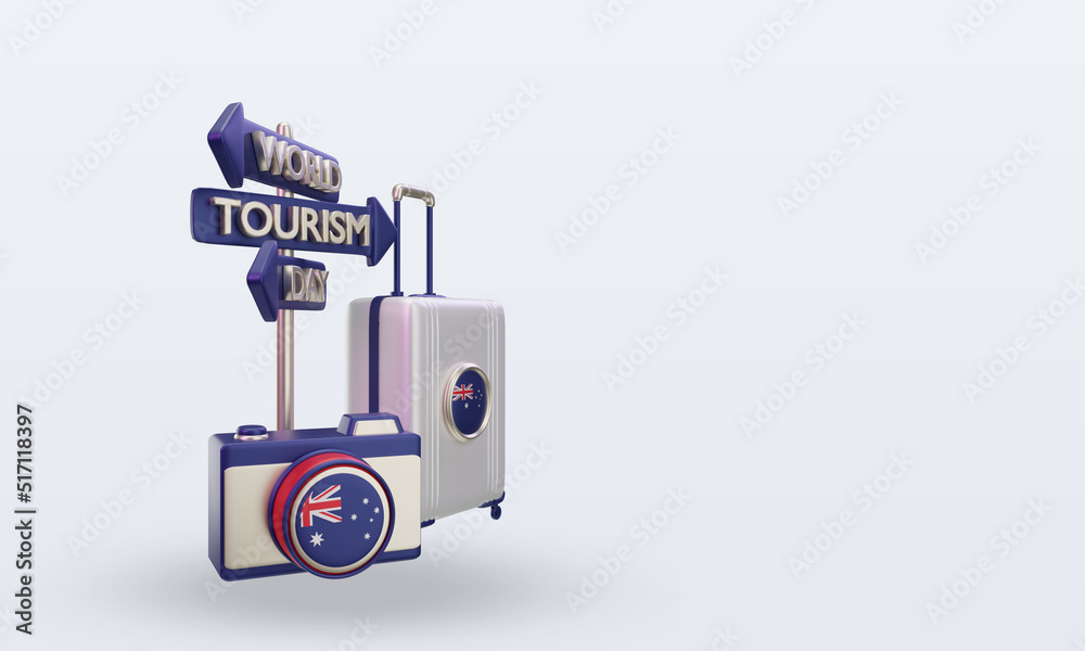 3d tourism day Australia flag rendering left view 3d tourism day Australia flag rendering left view