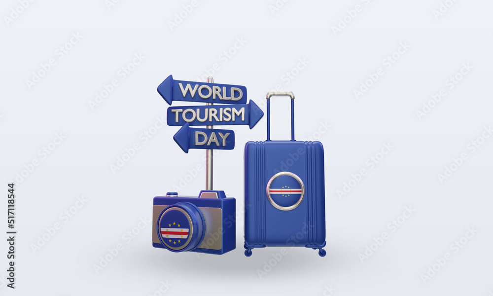 3d tourism day Cape Verde flag rendering front view 3d tourism day Cape Verde flag rendering front view