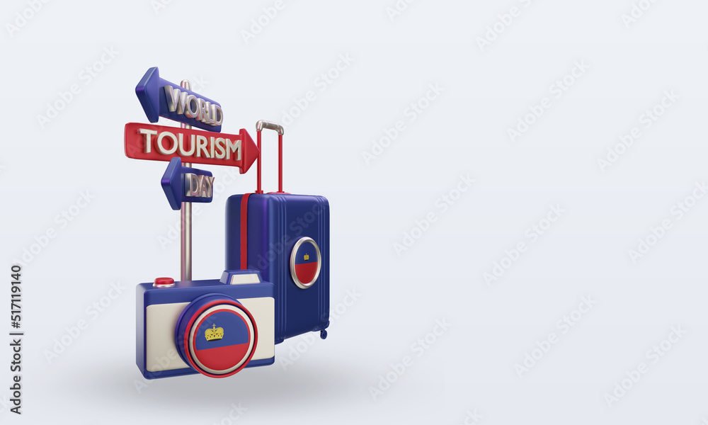 Fototapeta premium 3d tourism day Liechtenstein flag rendering left view
