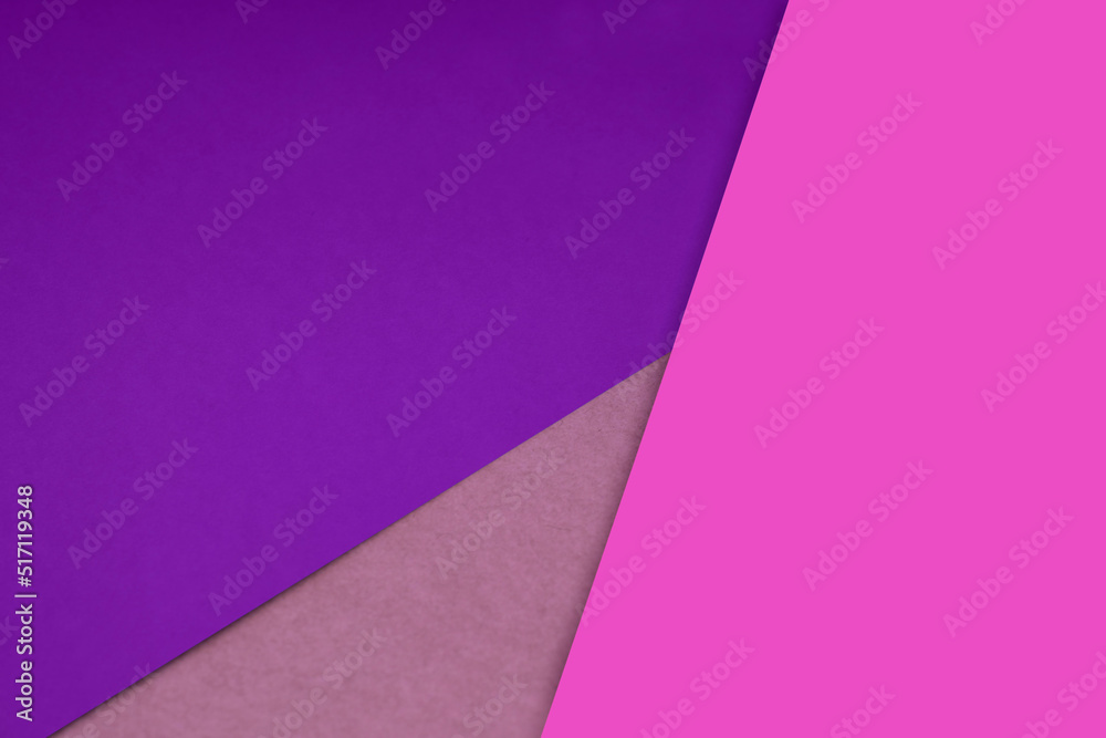 Dark and light, Plain and Textured Shades of purple pink peach green papers background lines intersecting to form a triangle shape