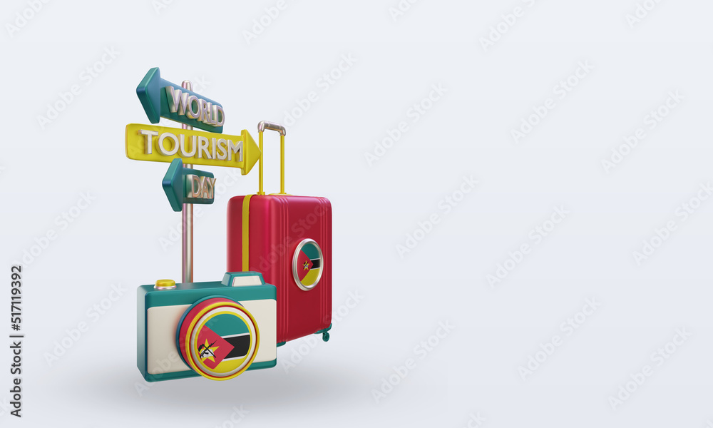 Naklejka premium 3d tourism day Mozambique flag rendering left view