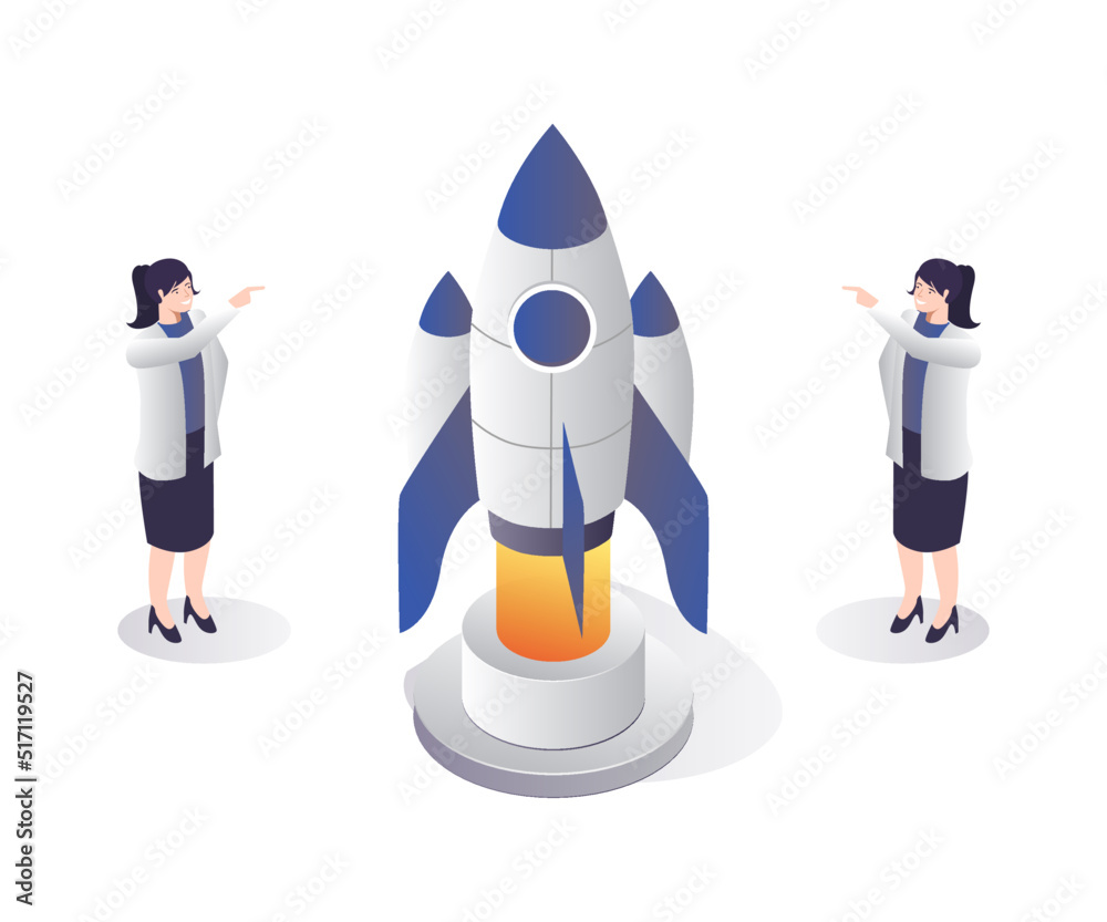 © Aldo - Startup business group people launching a rocket. Isometric design concept startup business group people launching a rocket © Aldo - Startup business group people launching a rocket. Isometric design concept startup business group people launching a rocket