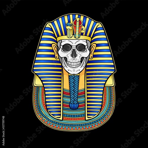 Animation color portrait: Egyptian  dead man. Pharaoh, king, mummy.  Vector illustration isolated on a white background.