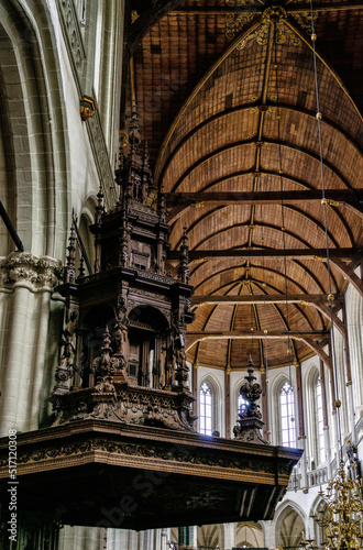 Interior of the 15th century Nieuwe Kerk (New Church) on Dam square, central Amsterdam, Netherlands. photo