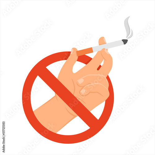 No smoking cigarette vector sign. Forbidden stop smoke