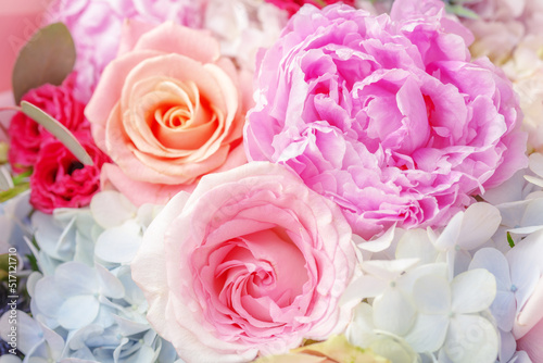 Flower background with roses and peony