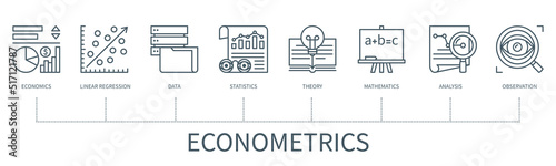 Econometrics vector infographic in minimal outline style