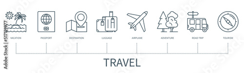 Travel vector infographic in minimal outline style