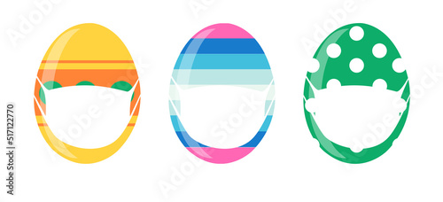 Vector Set of masked Easter eggs colorful images. Illustration isolated, easy to edit and ready to use icons.