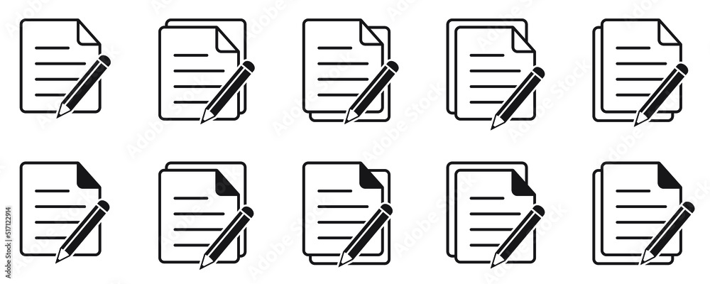 Document with pen vector illustration on white isolated background. Content business concept. Notepad icon. Blogging icon in flat style. Document with pen vector illustration on white isolated background. Content business concept. Notepad icon. Blogging icon in flat style.