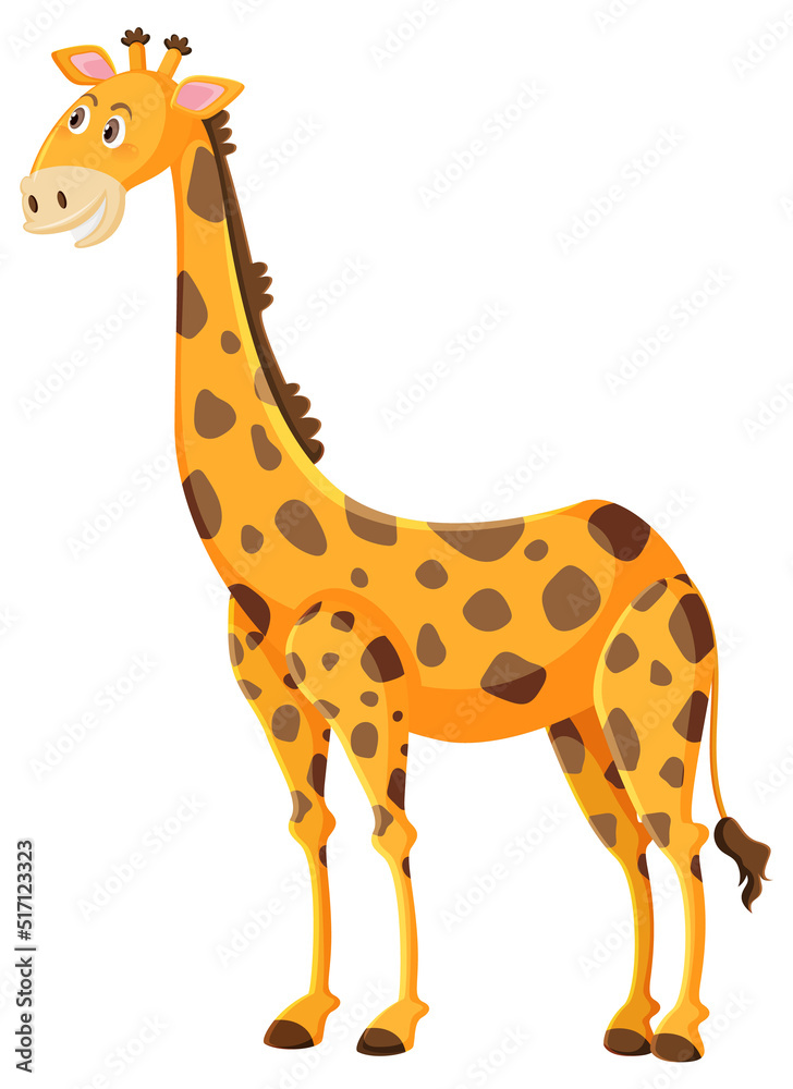 Fototapeta premium Cute giraffe cartoon on white background