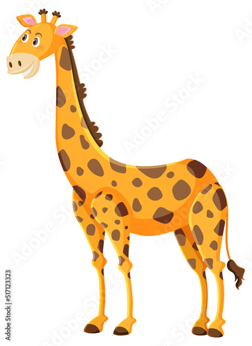 Cute giraffe cartoon on white background