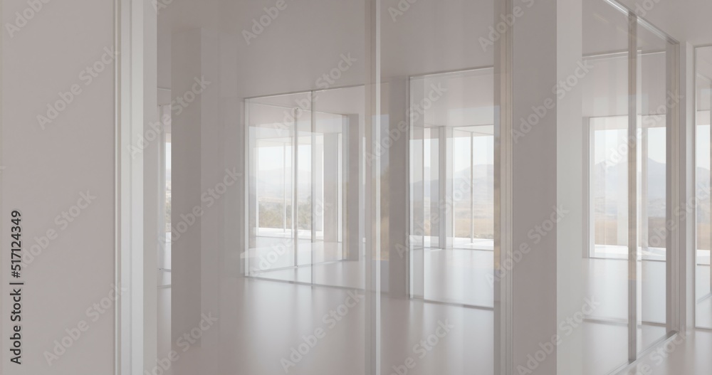 Fototapeta premium empty room with windows made in 3d