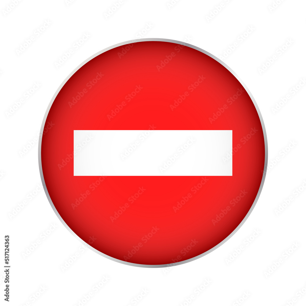 Stop red sign icon with white stripe, do not go. Warning stop sign vector Stop red sign icon with white stripe, do not go. Warning stop sign vector