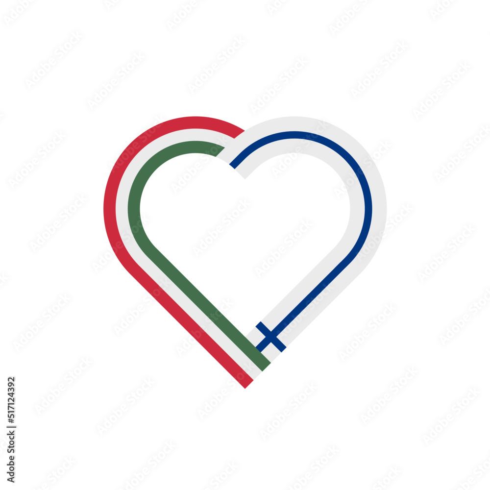 unity concept. heart ribbon icon of hungary and finland flags. vector illustration isolated on white background unity concept. heart ribbon icon of hungary and finland flags. vector illustration isolated on white background