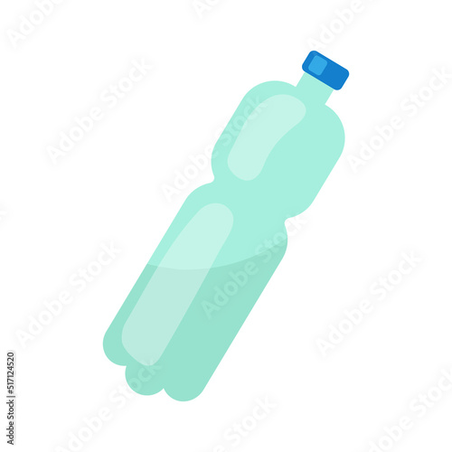 Plastic bottle semi flat color vector object. Full sized item on white. Plastic pollution and recycling. Drink container. Simple cartoon style illustration for web graphic design and animation
