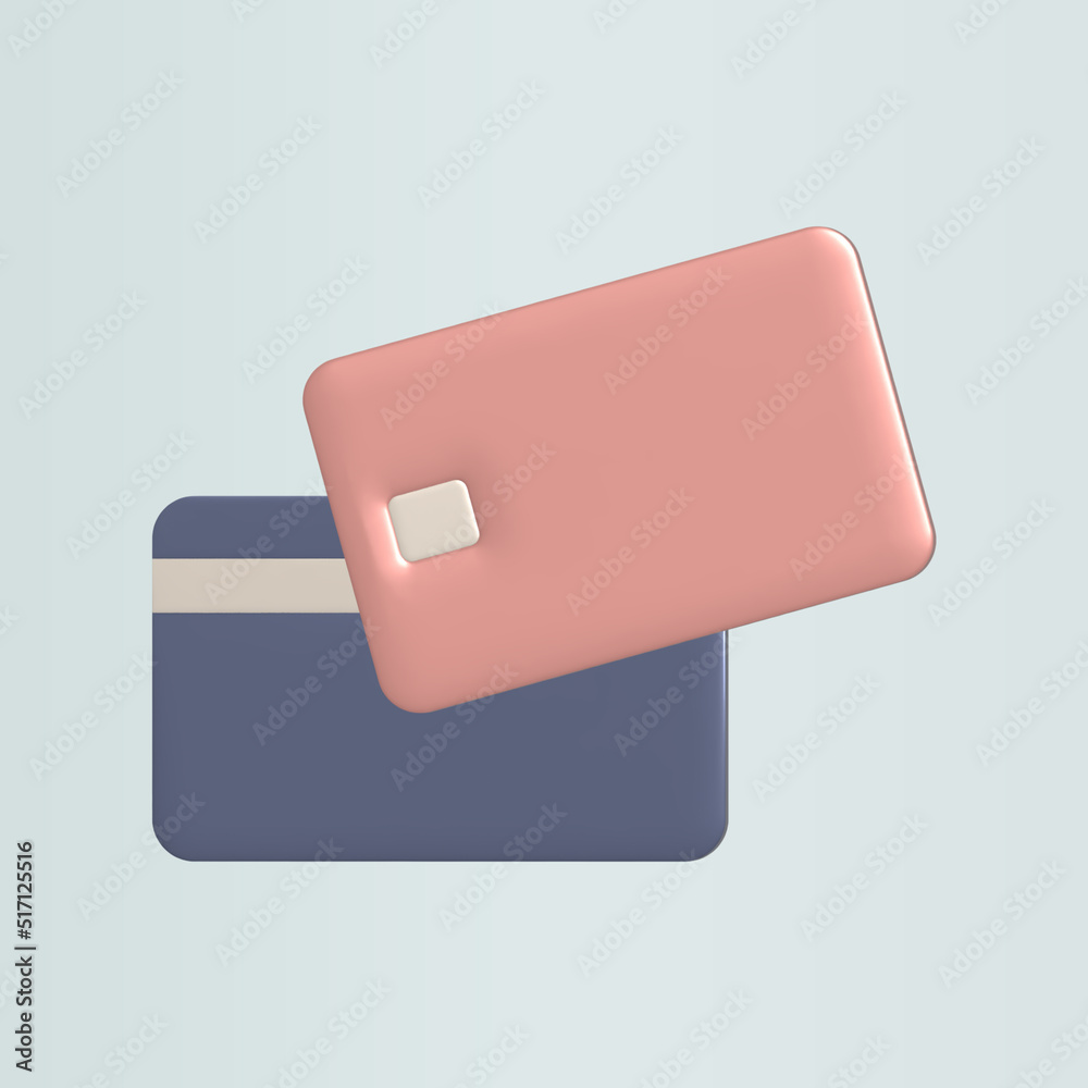 Credit card symbol. online payment concept. 3D credit card icon design for contracless payments. 3D render illustration Credit card symbol. online payment concept. 3D credit card icon design for contracless payments. 3D render illustration