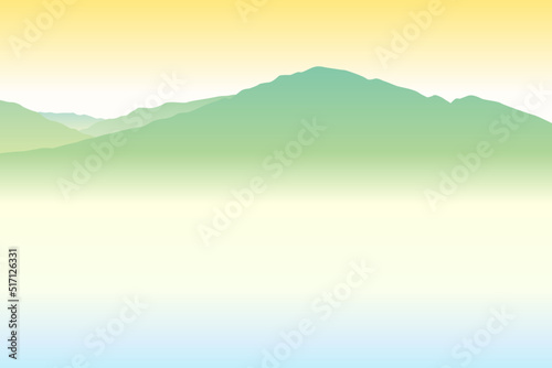 日本画風の山の風景イラスト