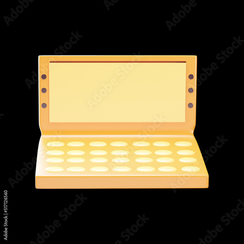 Golden Xperia Play 3D Render Illustration On Black Background. photo
