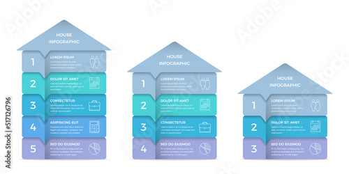 Infographic templates with house divided on segments with place for text and icons