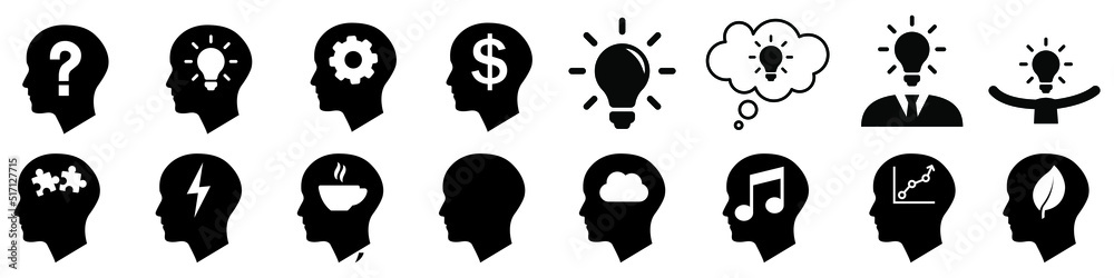 Idea vector icon set. brain illustration symbol collection. creative icon or sign. Idea vector icon set. brain illustration symbol collection. creative icon or sign.
