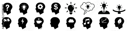 Idea vector icon set. brain illustration symbol collection. creative icon or sign.