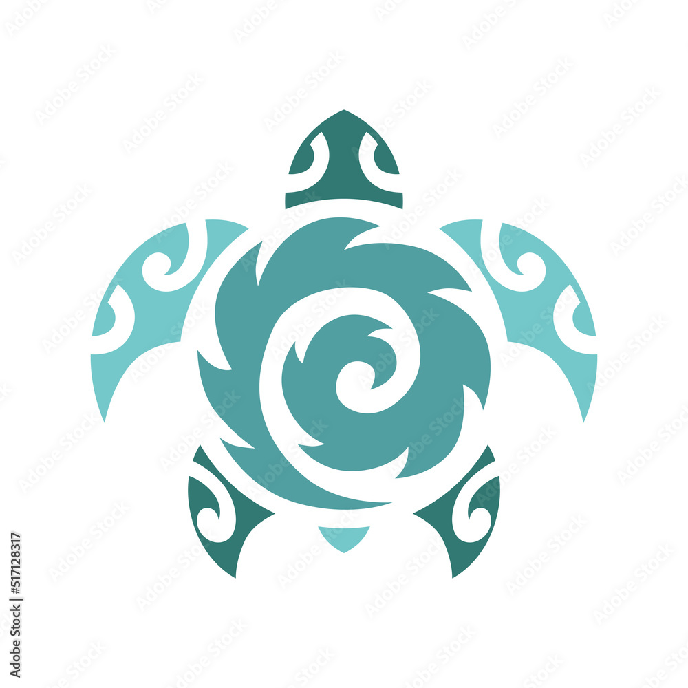 Fototapeta premium Maori Polynesian Style Turtle tattoo. Turtle logo graphic design concept. Editable sea turtle element, can be used as logotype, icon, template in web and print