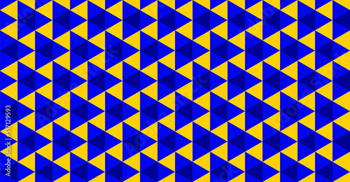 Seamless abstract background. Beautiful Triangle Vector Background. Blue, Yellow polygons. Mosaic texture. Geometric graphic pattern. Dark blue, yellow triangles. Color Illustration. Modern design