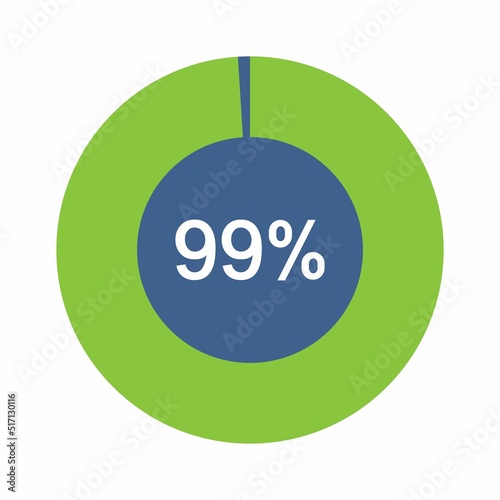 99 percent, Circle percentage diagram vector illustration.